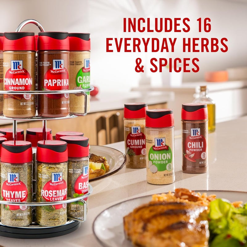 McCORMICK Spice Rack, Two Tier Chrome, Featuring 16 Herbs & Spices for Everyday Cooking, Great Gift for Housewarming, Wedding & Bridal Shower, 26.09 oz - Image 2